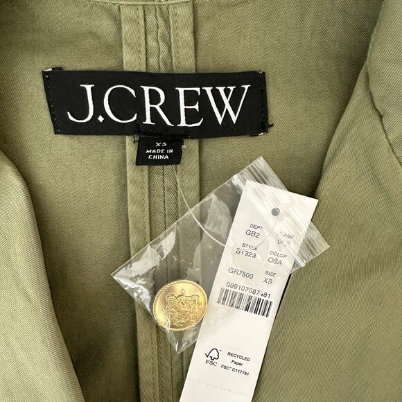 J.Crew Blazer Jacket Chino Cotton Oversized Gold Buttons Olive Green XS NWT - Picture 6 of 13